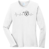 Photographer Gift Idea Heartbeat Photography Camera Ladies Long Sleeve Shirt