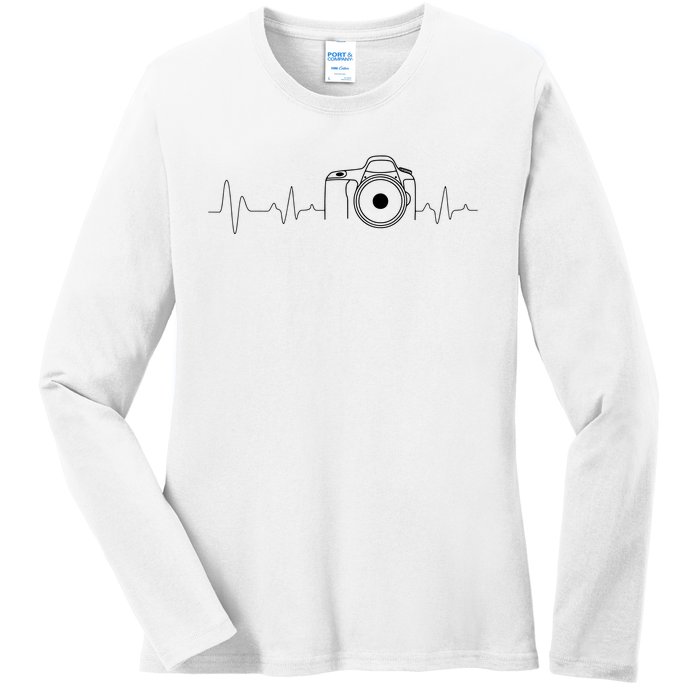 Photographer Gift Idea Heartbeat Photography Camera Ladies Long Sleeve Shirt