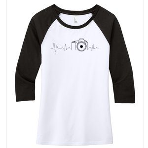 Photographer Gift Idea Heartbeat Photography Camera Women's Tri-Blend 3/4-Sleeve Raglan Shirt