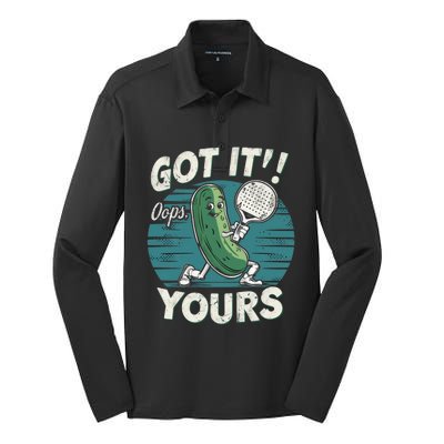 Pickleball Got It Oops Yours Funny Pickle Paddleball Retro Funny Gift Silk Touch Performance Long Sleeve Polo