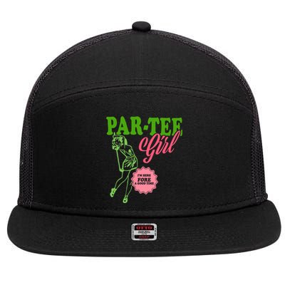 Partee Girl IM Here Fore A Good Time Vintage Quote 7 Panel Mesh Trucker Snapback Hat