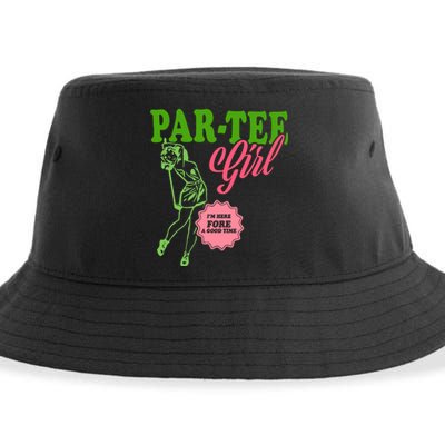 Partee Girl IM Here Fore A Good Time Vintage Quote Sustainable Bucket Hat