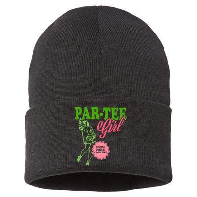 Partee Girl IM Here Fore A Good Time Vintage Quote Sustainable Knit Beanie