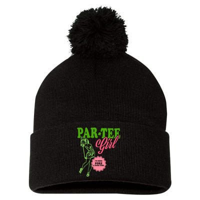 Partee Girl IM Here Fore A Good Time Vintage Quote Pom Pom 12in Knit Beanie