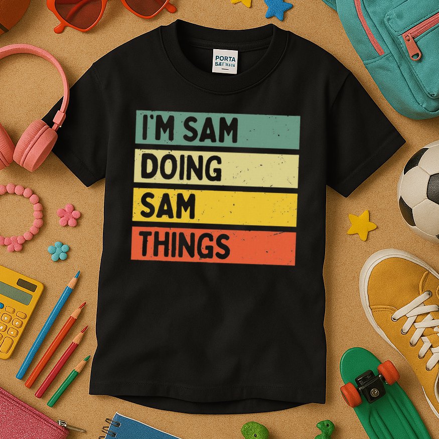 Personalized Gift Ideas Sam I'm Sam Doing Sam Things Funny Quote Kids T-Shirt