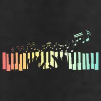 Pianist Gift Idea Keyboards Music Notes Piano 7 Panel Mesh Trucker Snapback Hat