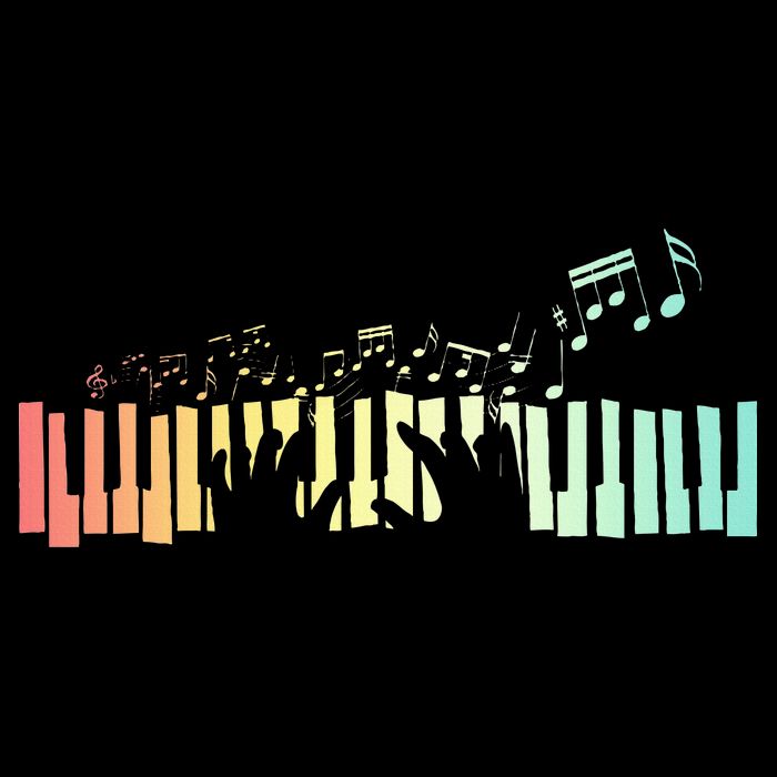 Pianist Gift Idea Keyboards Music Notes Piano Long Sleeve Shirt
