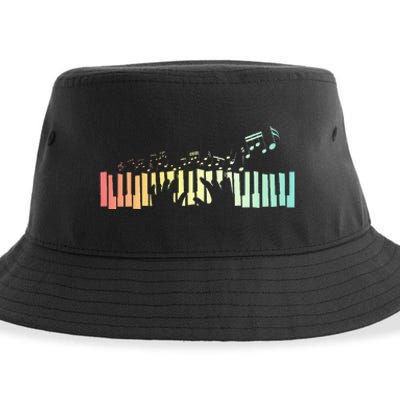 Pianist Gift Idea Keyboards Music Notes Piano Sustainable Bucket Hat