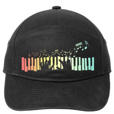 Pianist Gift Idea Keyboards Music Notes Piano 7-Panel Snapback Hat