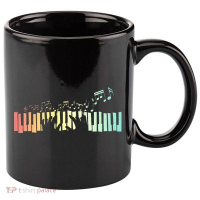 Pianist Gift Idea Keyboards Music Notes Piano 11oz C Handle Ceramic Mug