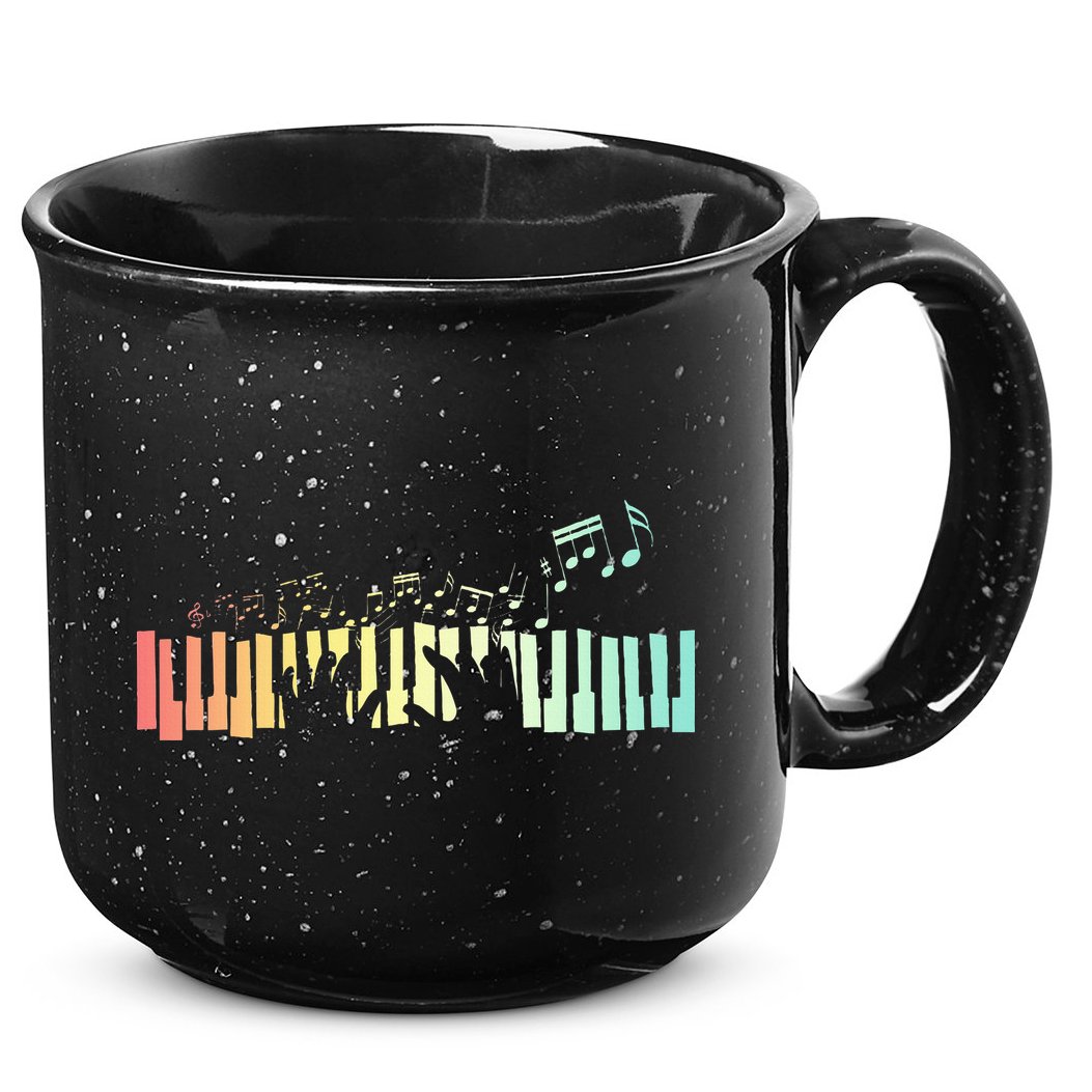 Pianist Gift Idea Keyboards Music Notes Piano 15oz Campfire Ceramic Mug