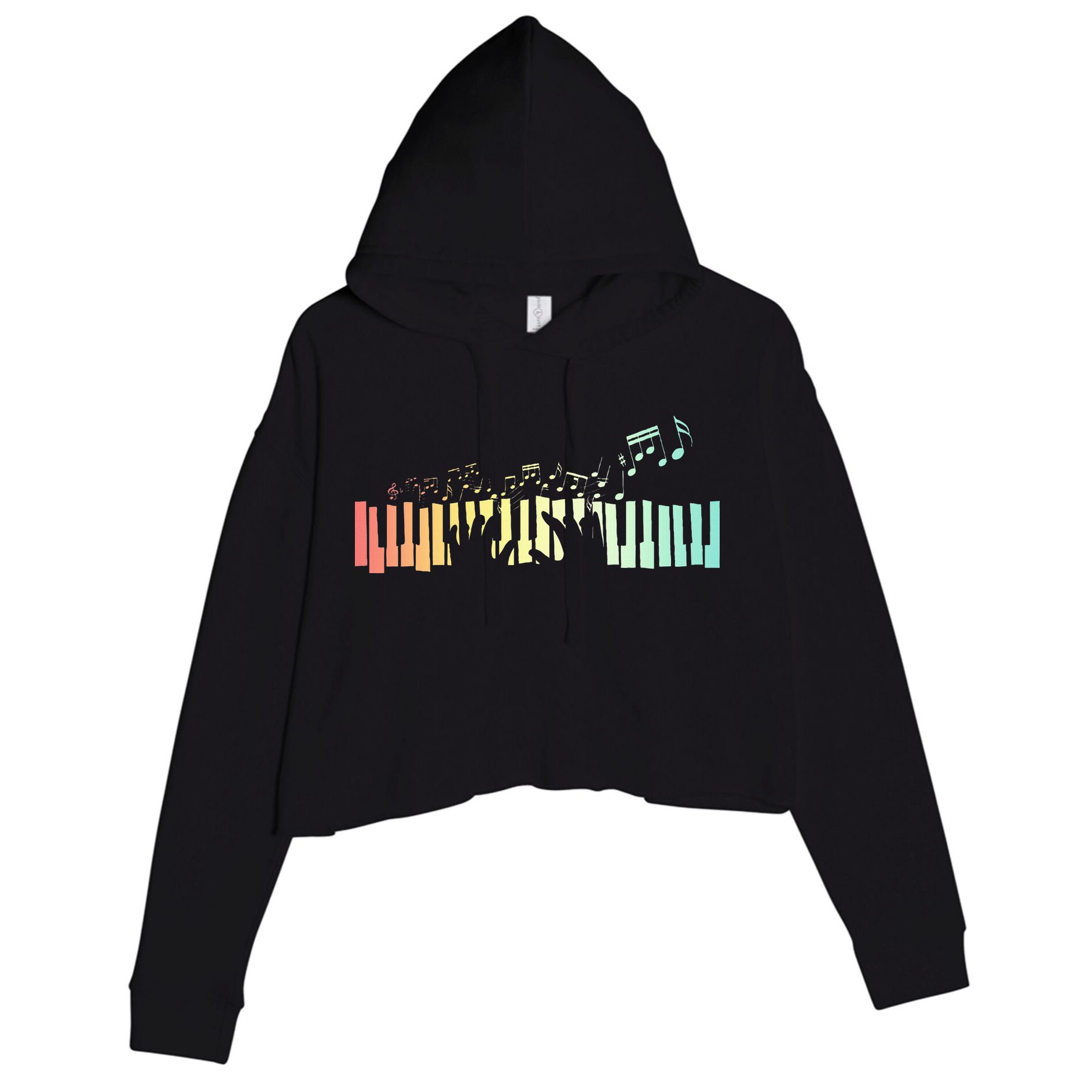 Pianist Gift Idea Keyboards Music Notes Piano Crop Fleece Hoodie