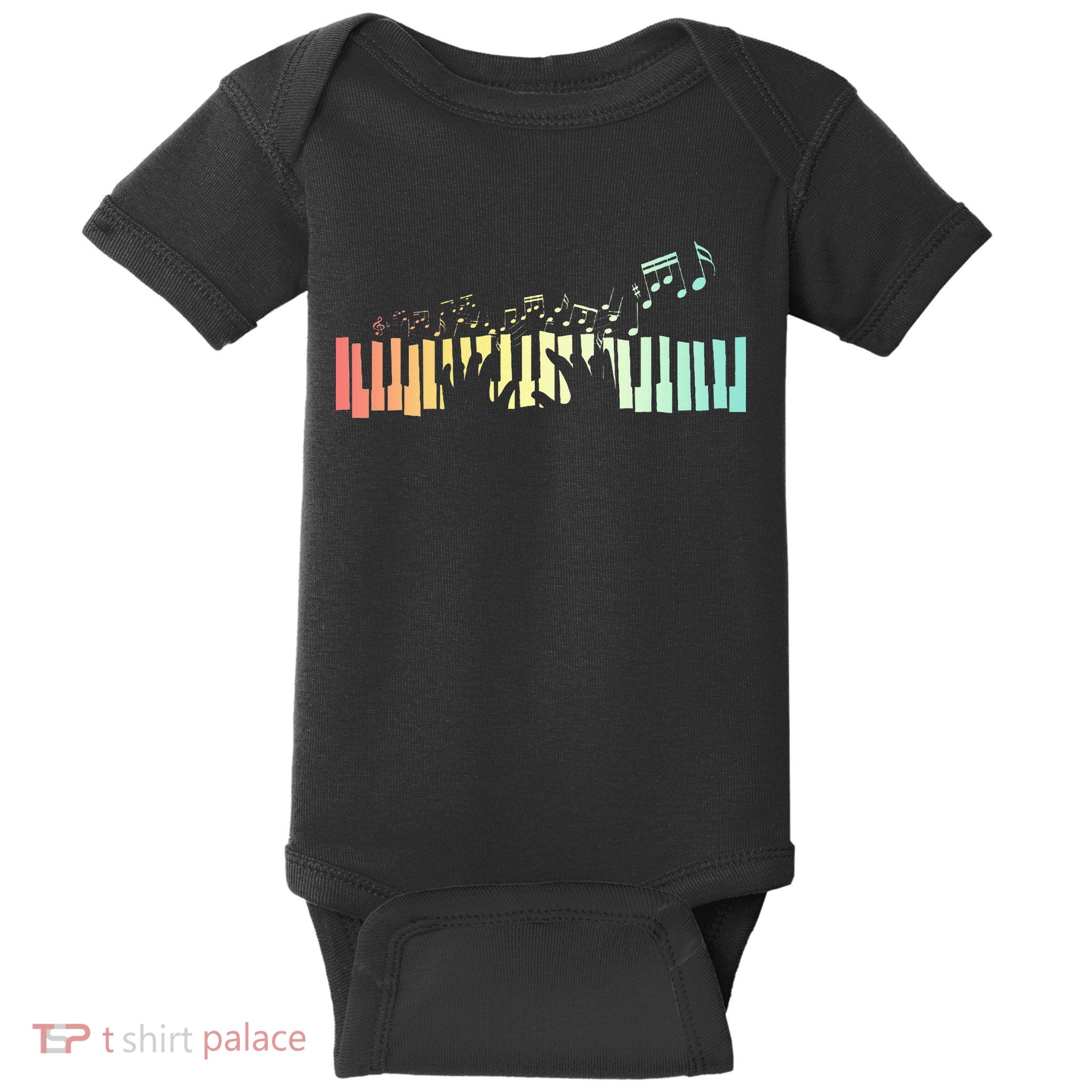 Pianist Gift Idea Keyboards Music Notes Piano Baby Bodysuit