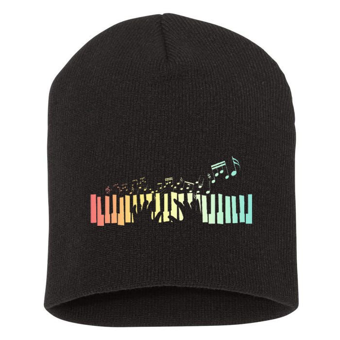 Pianist Gift Idea Keyboards Music Notes Piano Short Acrylic Beanie