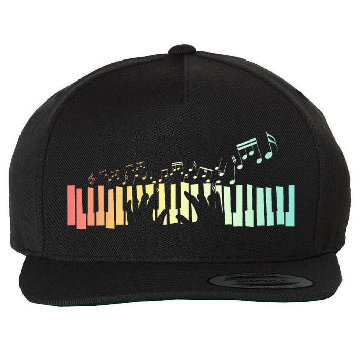 Pianist Gift Idea Keyboards Music Notes Piano Wool Snapback Cap