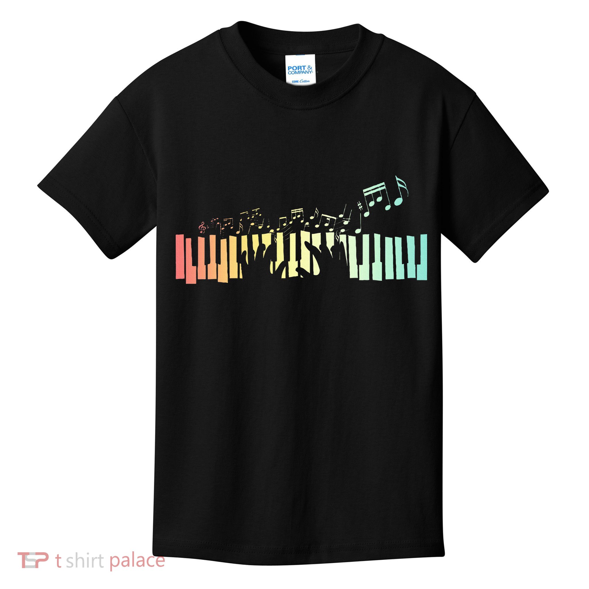 Pianist Gift Idea Keyboards Music Notes Piano Kids T-Shirt