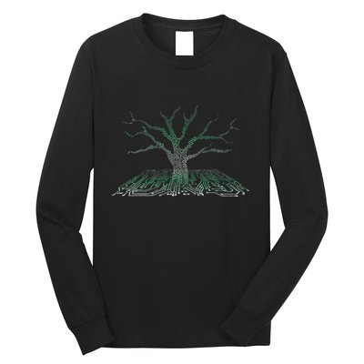 Programmer Gift Idea Binary Tree Computer Circuit Board Long Sleeve Shirt