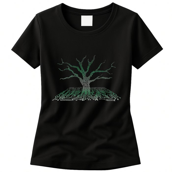 Programmer Gift Idea Binary Tree Computer Circuit Board Women's T-Shirt
