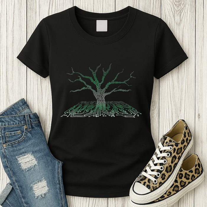 Programmer Gift Idea Binary Tree Computer Circuit Board Women's T-Shirt