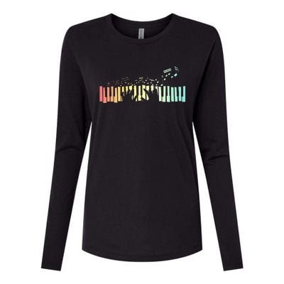 Pianist Gift Idea Keyboards Music Notes Piano Womens Cotton Relaxed Long Sleeve T-Shirt