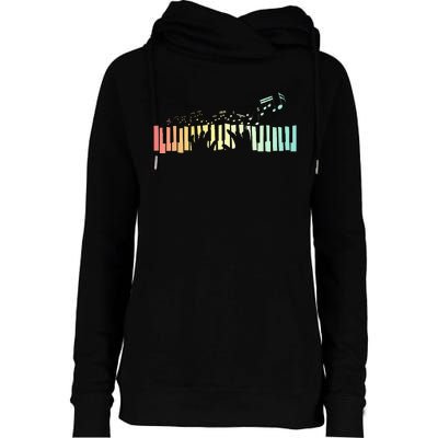 Pianist Gift Idea Keyboards Music Notes Piano Womens Funnel Neck Pullover Hood