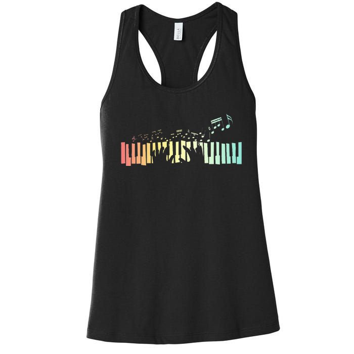 Pianist Gift Idea Keyboards Music Notes Piano Women's Racerback Tank