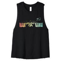 Pianist Gift Idea Keyboards Music Notes Piano Women's Racerback Cropped Tank