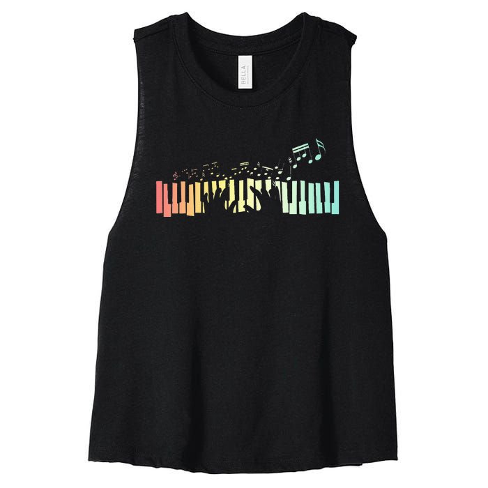 Pianist Gift Idea Keyboards Music Notes Piano Women's Racerback Cropped Tank