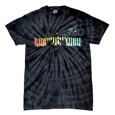 Pianist Gift Idea Keyboards Music Notes Piano Tie-Dye T-Shirt