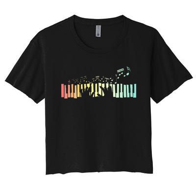 Pianist Gift Idea Keyboards Music Notes Piano Women's Crop Top Tee