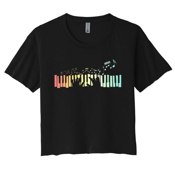 Pianist Gift Idea Keyboards Music Notes Piano Women's Crop Top Tee