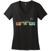 Pianist Gift Idea Keyboards Music Notes Piano Women's V-Neck T-Shirt