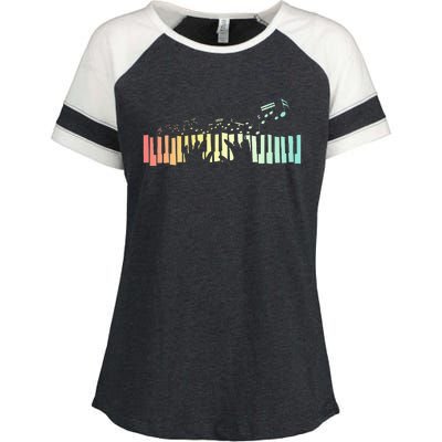 Pianist Gift Idea Keyboards Music Notes Piano Enza Ladies Jersey Colorblock Tee