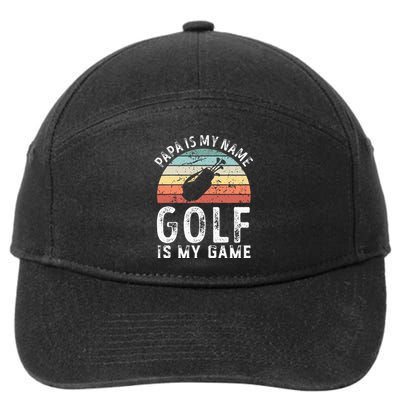 Papa Golf Is My Game Sunset FatherS Day 7-Panel Snapback Hat