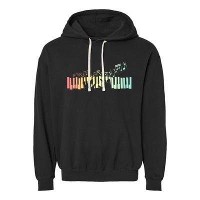 Pianist Gift Idea Keyboards Music Notes Piano Gift Garment-Dyed Fleece Hoodie