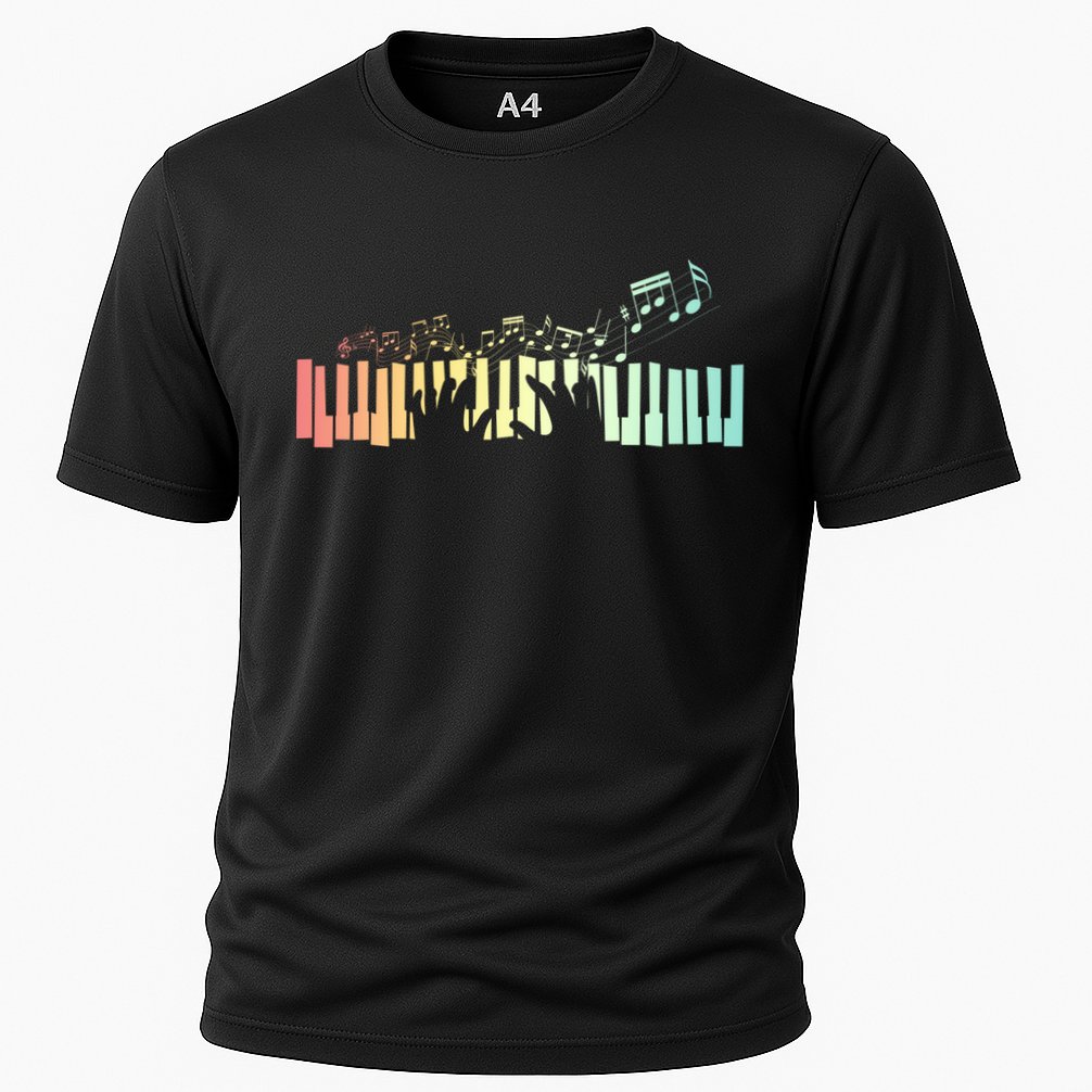 Pianist Gift Idea Keyboards Music Notes Piano Gift Cooling Performance Crew T-Shirt