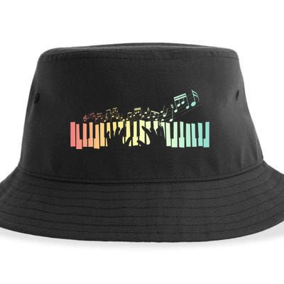 Pianist Gift Idea Keyboards Music Notes Piano Gift Sustainable Bucket Hat