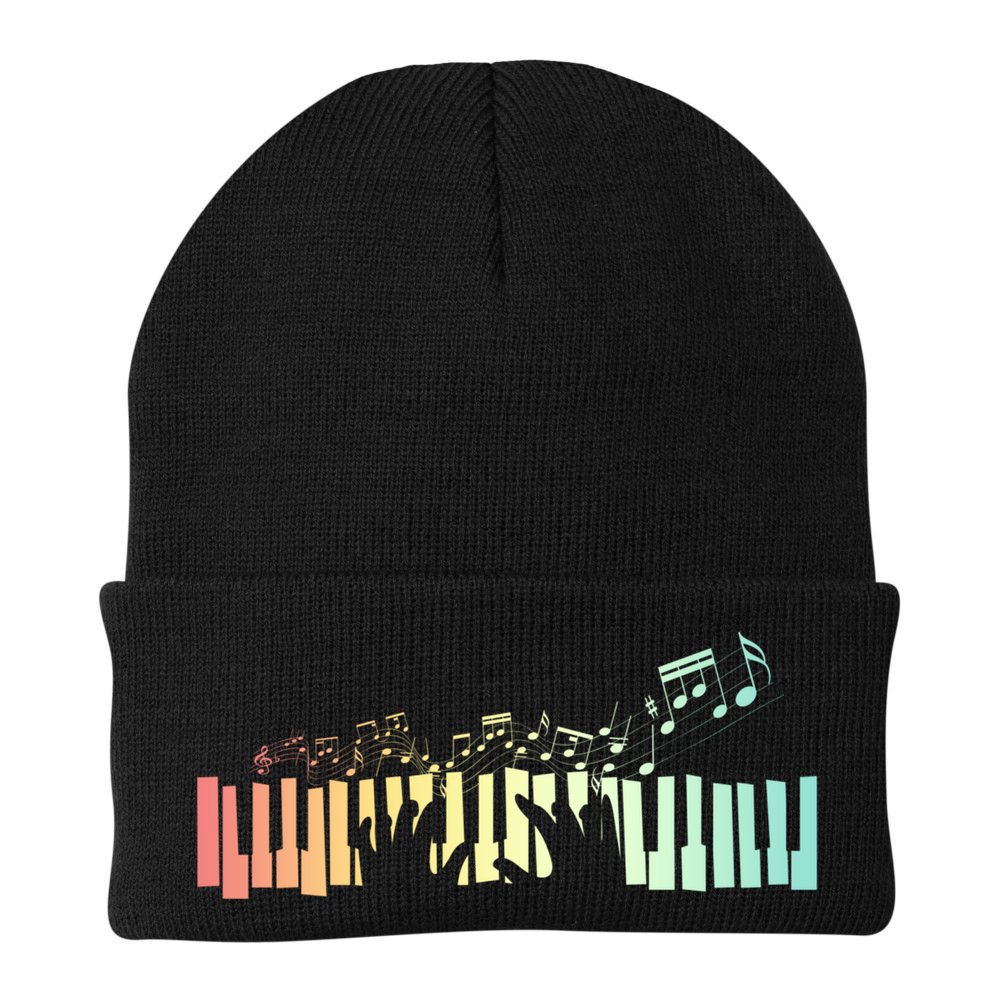 Pianist Gift Idea Keyboards Music Notes Piano Gift Beanie