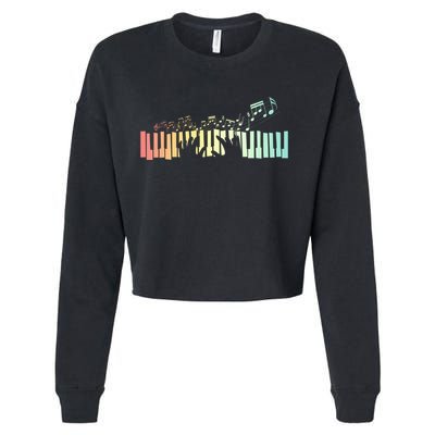 Pianist Gift Idea Keyboards Music Notes Piano Gift Cropped Pullover Crew