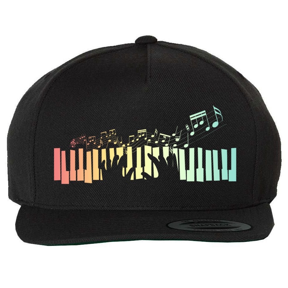 Pianist Gift Idea Keyboards Music Notes Piano Gift Wool Snapback Cap
