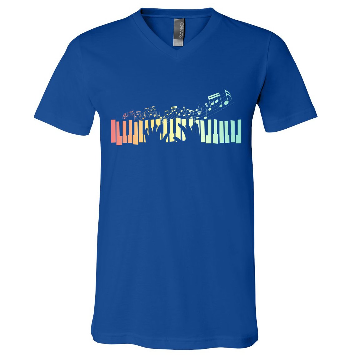 Pianist Gift Idea Keyboards Music Notes Piano Gift V-Neck T-Shirt