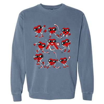 Player Goalie Ice Hockey Heart Apparel Funny Valentines Day Garment-Dyed Sweatshirt