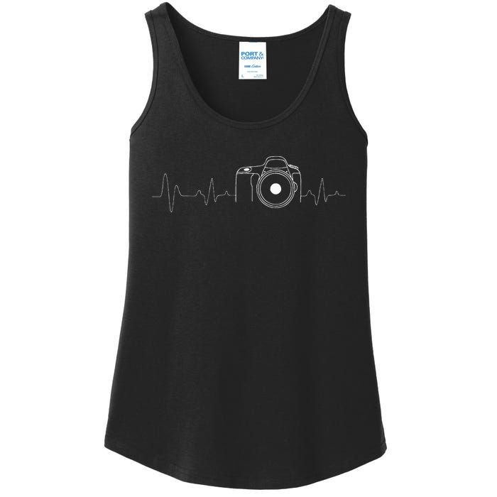 Photographer Gift Idea HeartBeat Photography Camera Ladies Essential Tank