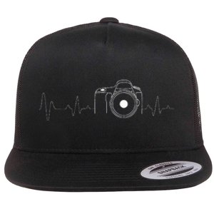 Photographer Gift Idea HeartBeat Photography Camera Flat Bill Trucker Hat