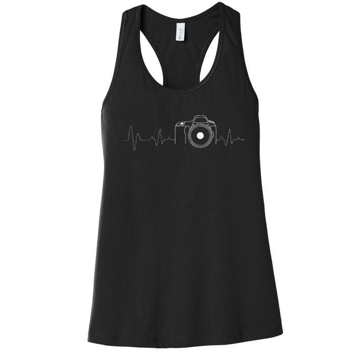 Photographer Gift Idea HeartBeat Photography Camera Women's Racerback Tank