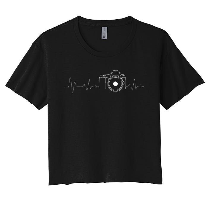 Photographer Gift Idea HeartBeat Photography Camera Women's Crop Top Tee