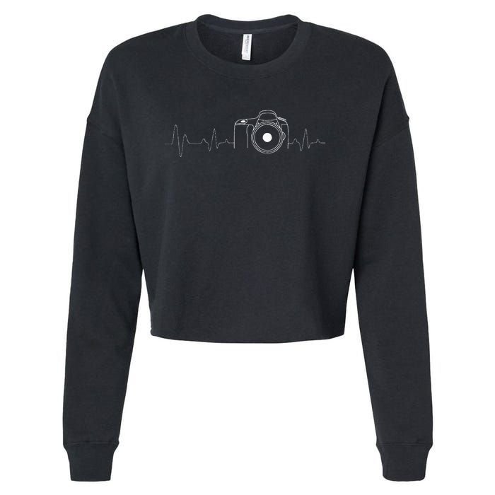 Photographer Gift Idea HeartBeat Photography Camera Cropped Pullover Crew