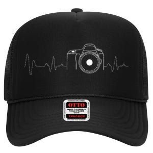 Photographer Gift Idea HeartBeat Photography Camera High Crown Mesh Back Trucker Hat