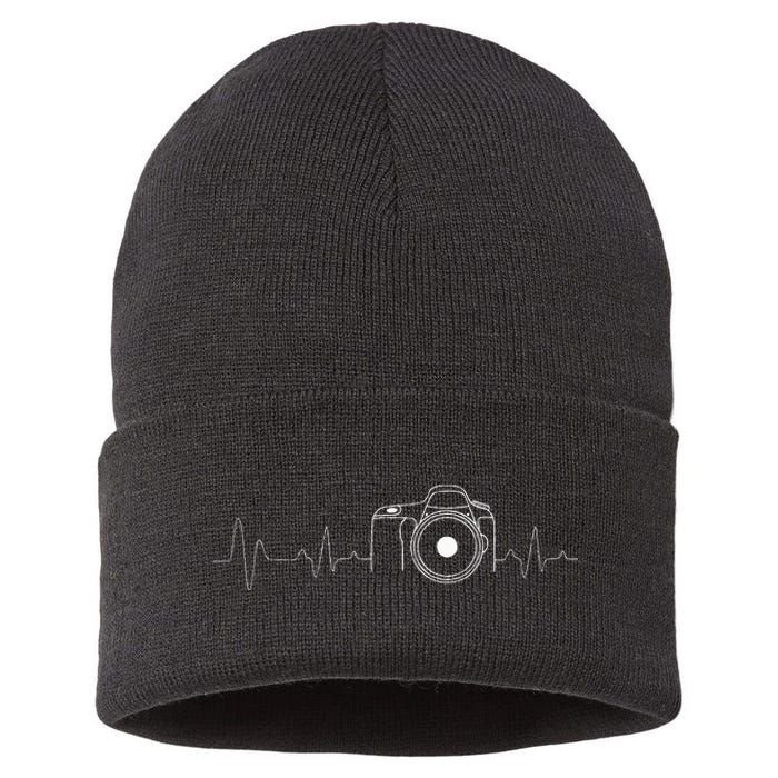 Photographer Gift Idea HeartBeat Photography Camera Sustainable Knit Beanie