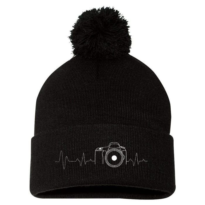 Photographer Gift Idea HeartBeat Photography Camera Pom Pom 12in Knit Beanie